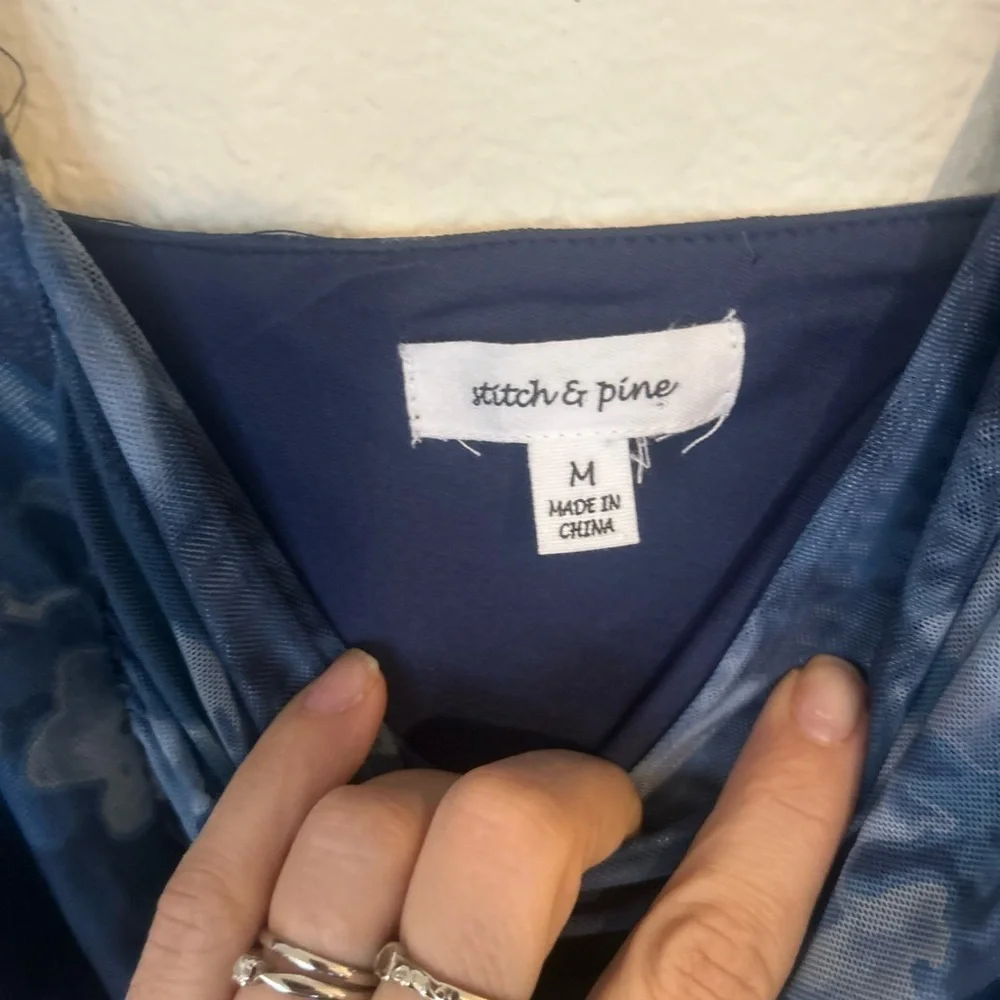 Stitch & Pine Medium Floral Blue Dress Y2K Vibes
